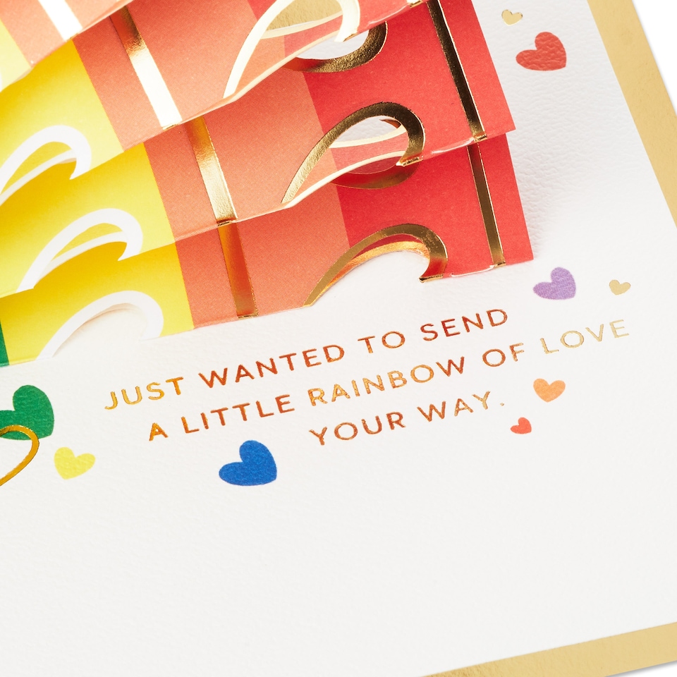 image 1 of Hallmark Greeting Card - 3D Pop-Up Rainbow And Hearts Design