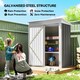 image 3 of Outsunny 5x3ft Garden Shed, Steel Small Shed, Outdoor Leanto Shed with Adjustable Shelf, Lock and Gloves for Patio, Garden, Grey with Foundation Kit
