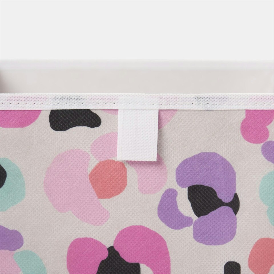 image 1 of OHS 2 Pack Folding Storage Leopard Print Cubes Space Saving Home Bedroom Clothes Toy Organiser | Multi