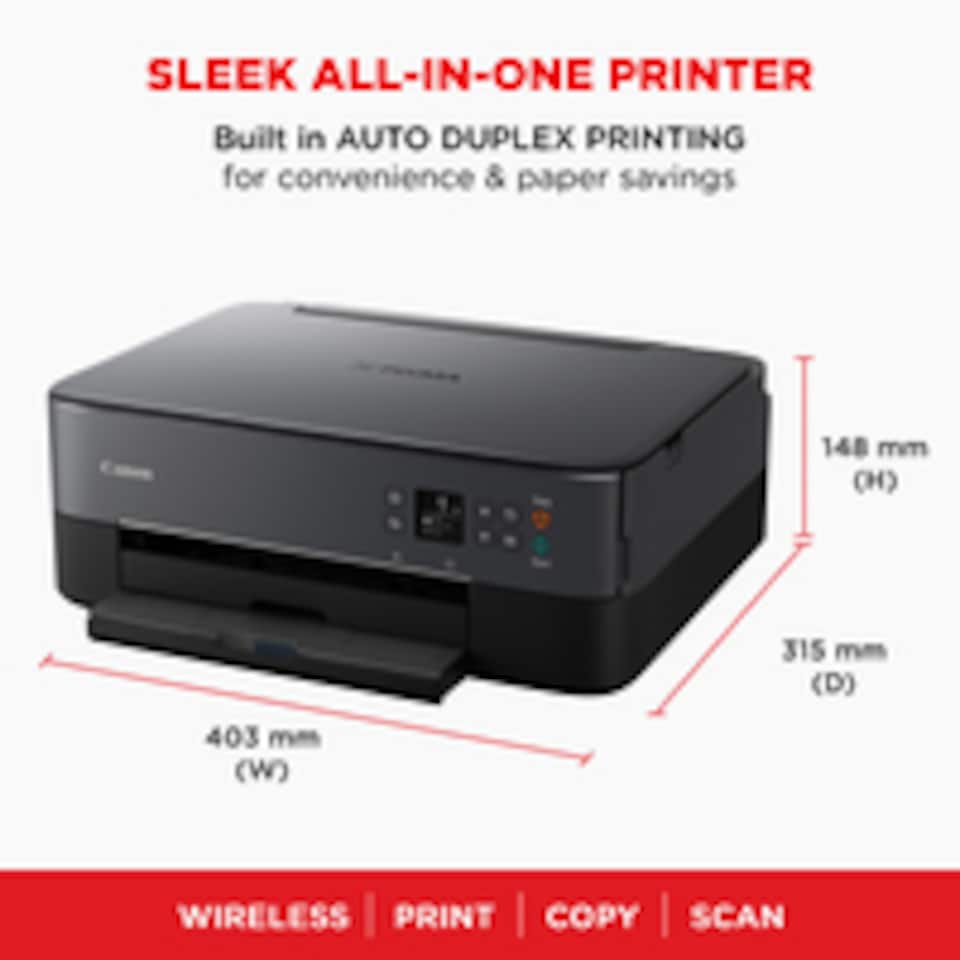 image 1 of Canon PIXMA TS5350i Wireless Colour 3-in-One Inkjet Photo Printer, Black, Colour, 2, 4800 x 1200 DPI, A4, 13 ppm, Duplex printing | Black | Yes | 215.9 x 676 mm