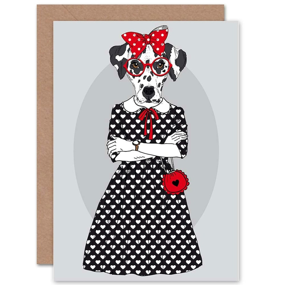 image 1 of Fashion Dalmatian Dog Greetings Card Birthday Kids