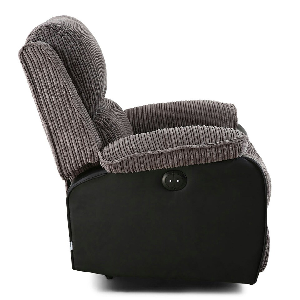 image 1 of Postana Jumbo Cord Fabric Electric Reclining Armchair Recliner Chair (Grey)