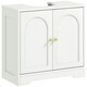 image 1 of HOMCOM Modern Under Sink Cabinet for Basin without or with Pedestal, White White | Gold-tone knobs