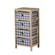 image 8 of Wooden Chest Of Storage Drawers Plaid Fabric Bedroom Organiser Coastal Style | Brown