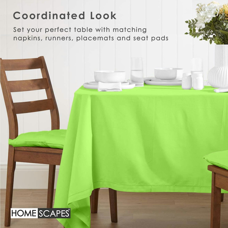 image 1 of Homescapes Lime Green Tablecloth - 178 x 300 cm | Green