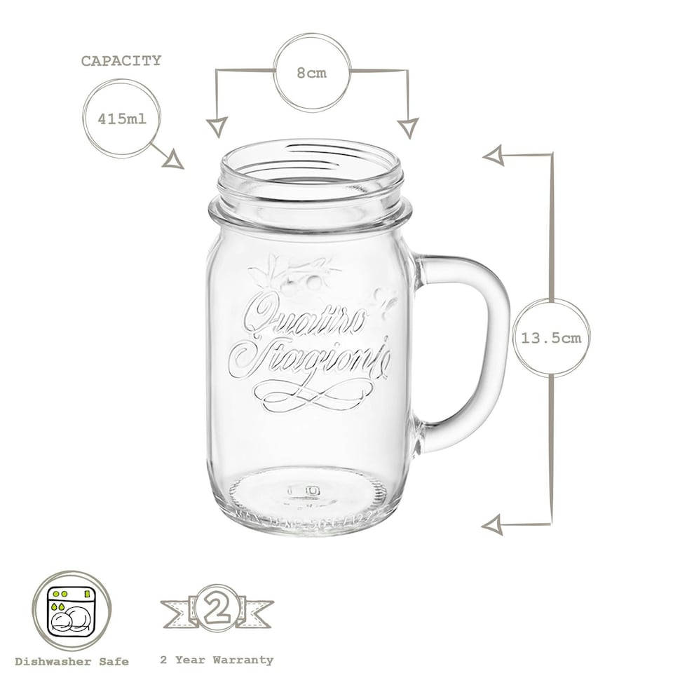 image 1 of Bormioli Rocco Quattro Stagioni Glass Preserving Mason Jars - 475ml - Clear - Pack of 4