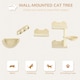 image 2 of PawHut Wall Mounted Cat Tree 4PC Kitten Activity Centre with Sisal, Beige