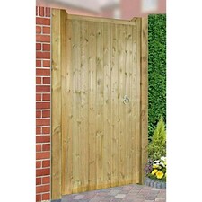 Drayton Square Top Mid High Single Gate - Pressure Treated Scandinavian Redwood - W1050 x H1500 mm Brown