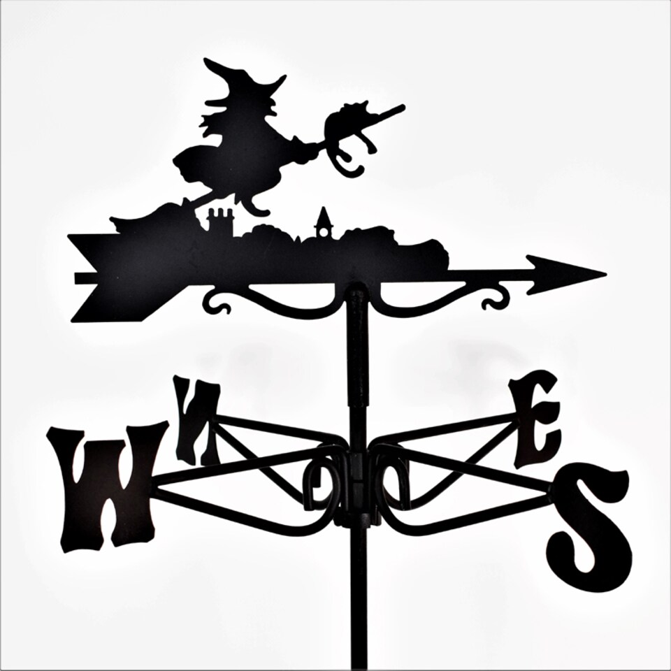 image 1 of Mini Witch Weathervane - Steel - L38 x W38 x H43.5 cm - Black