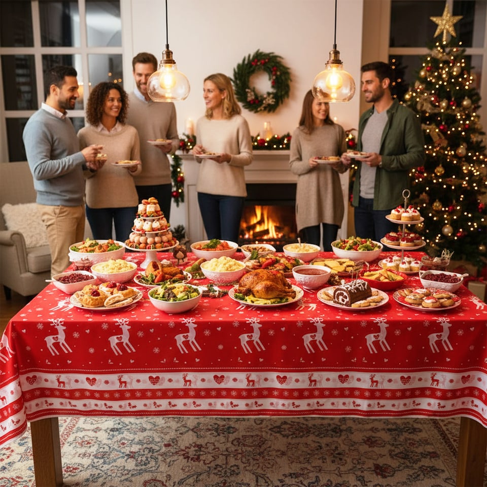 image 1 of Rectangular Christmas Waterproof PVC Table Cover - 120 x 180cm