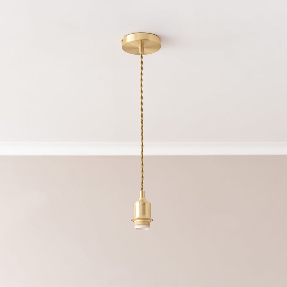 image 1 of ValueLights Shaw Brushed Gold Adjustable Single Pendant Ceiling Light | Gold
