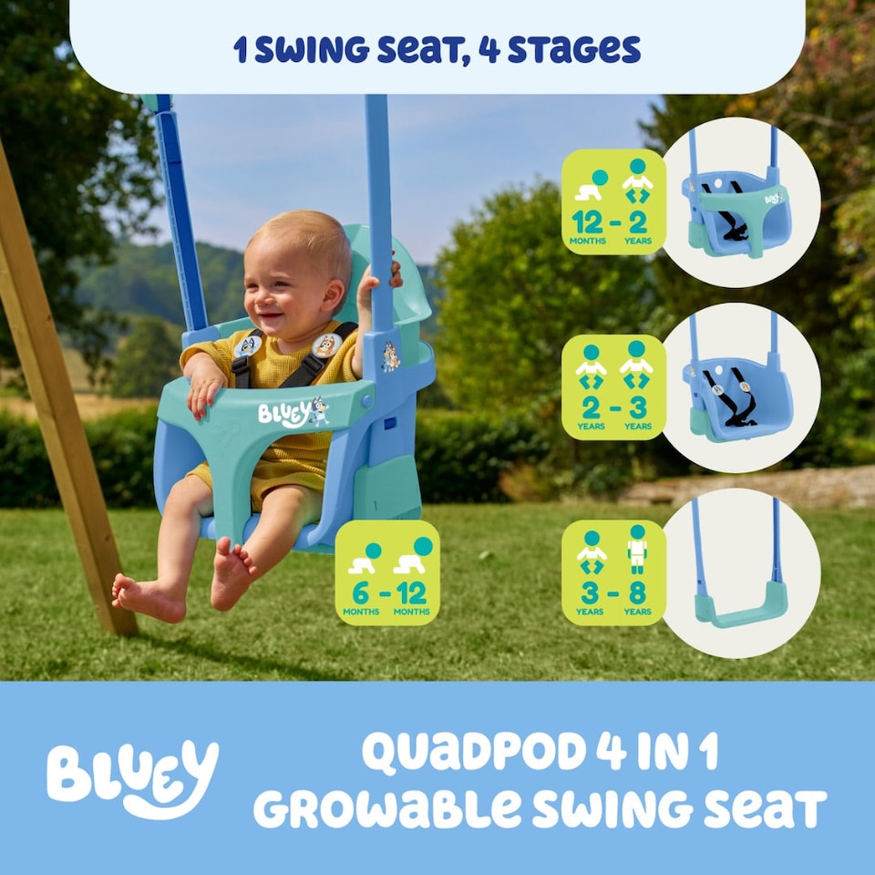image 1 of TP Forest Wooden Single Swing with Bluey Quadpod - FSC® certified