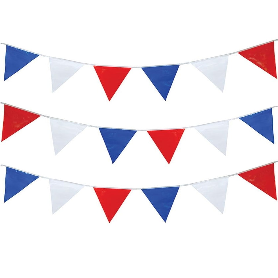 image 1 of Red Blue White Bunting 40m - 80 Flags Pennant Multi