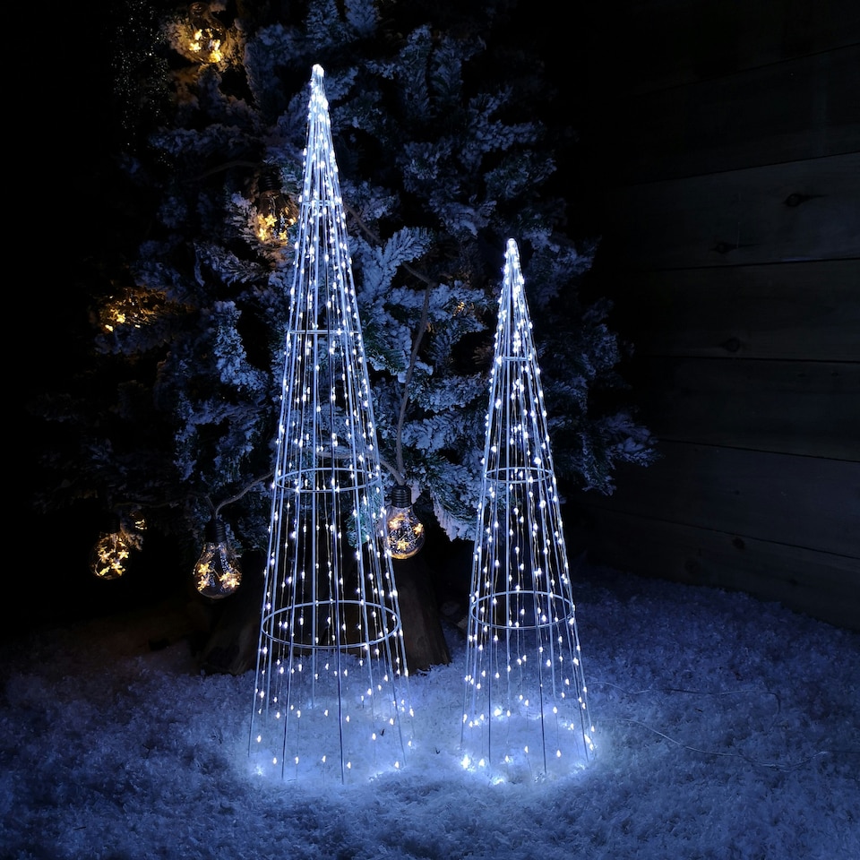 image 1 of Multi Function LED White Tree Cone Trio with 640 Cool White LEDs