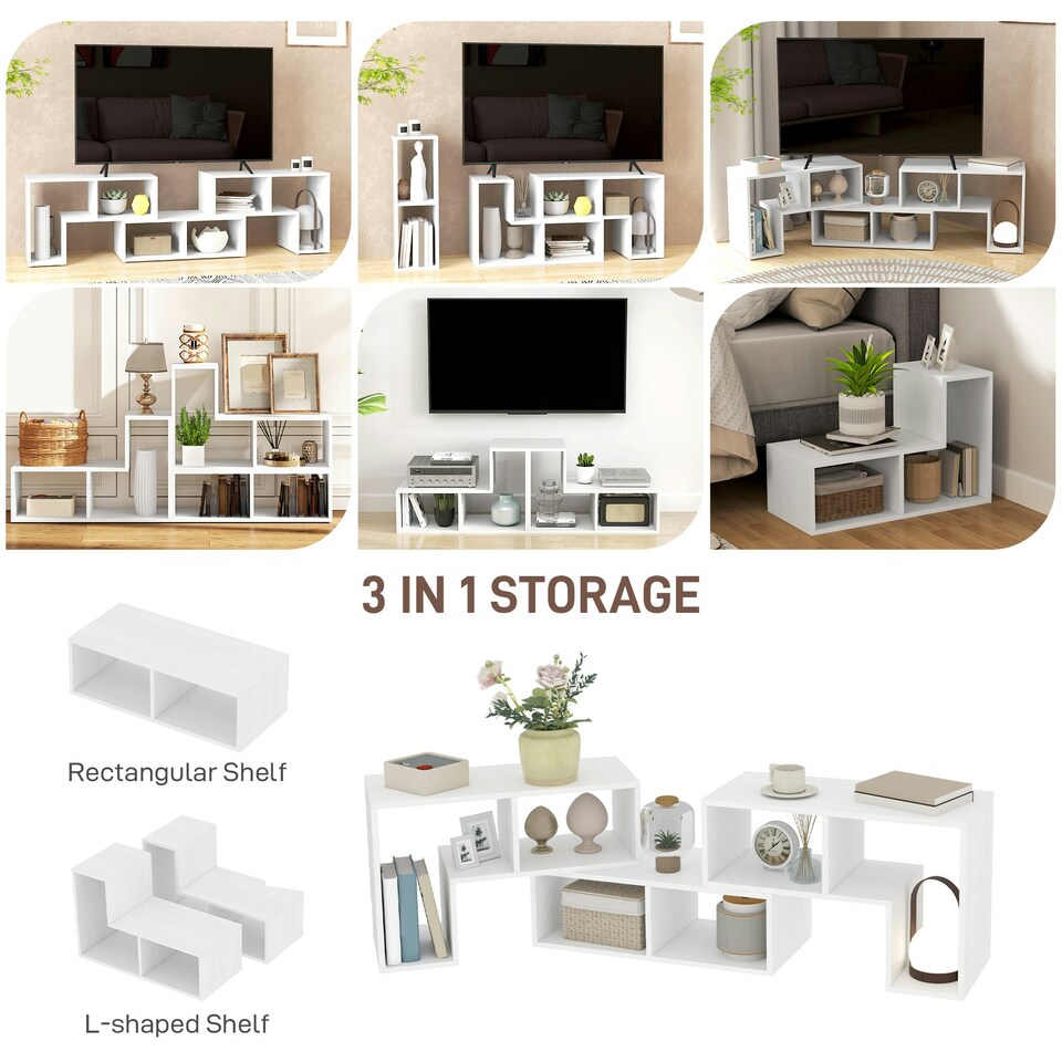 image 1 of HOMCOM TV Unit for TVs up to 75 Inches, Free Combination TV Stand, White