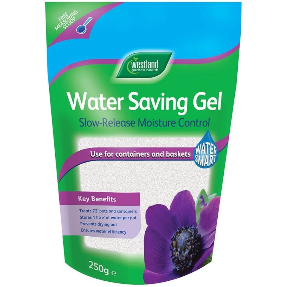 image 1 of Westland Water Saving Gel 2 x 250g Plant Soil Moisture Retention Gel for Pots Garden Patio Containers Hydration Booster