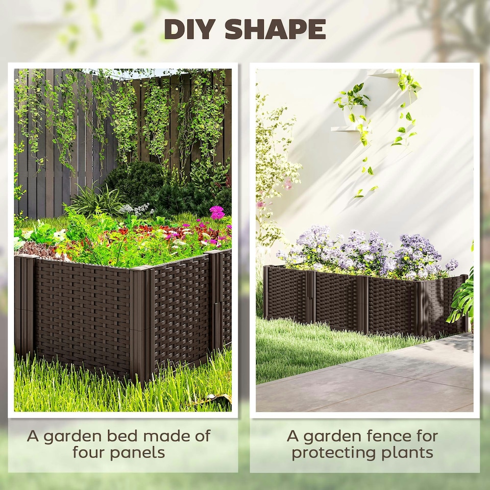 image 1 of Outsunny Plastic Planter Box Kit, Modular Raised Bed for Flowers, Herbs