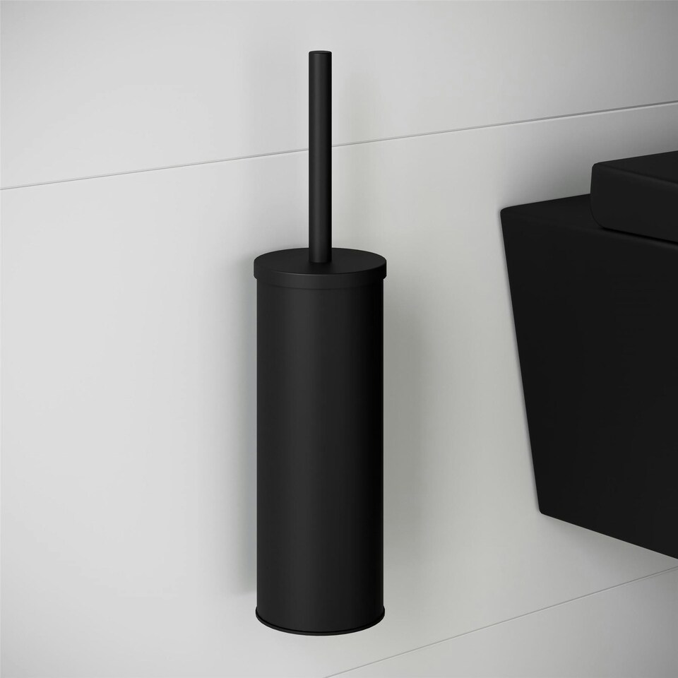 image 1 of Cosmic Toilet Brush Holder w/ Screws, Durable Stainless Steel-Matt Finish Black