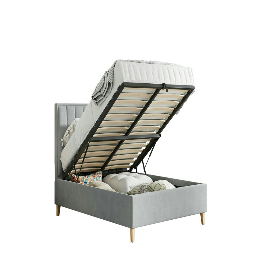 image 1 of Rhodes Grey Velvet Ottoman Bed King Size N/A