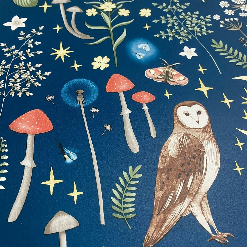 image 1 of Muriva Catherine Lansfield Enchanted Twilight Wallpaper - Navy - 10m x 0.5m Blue