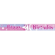 Amscan Shimmer 21st Birthday Banner - Pink - One Size