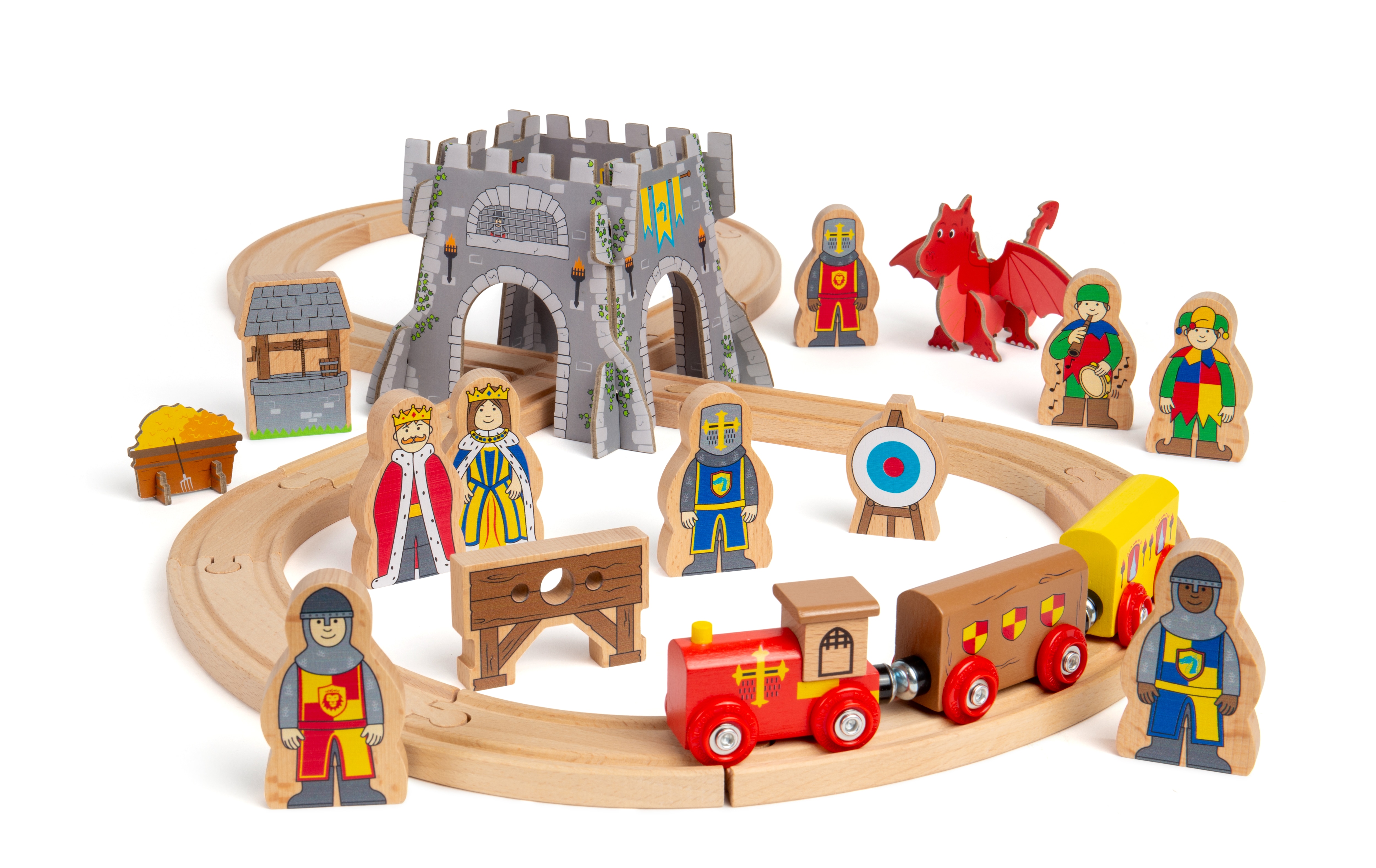 Bigjigs Rail Medieval Train Set - 33 Piece Set
