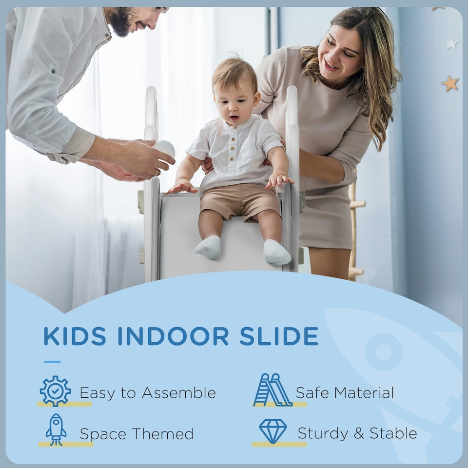 image 1 of AIYAPLAY Baby Slide Freestanding Slide for Kids 1.5-3 Years Space Theme, Grey