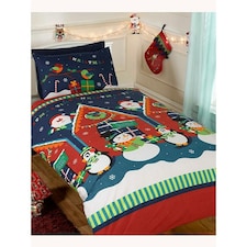 Rapport Santa´s Grotto Christmas Duvet Cover Set - Blue/Red/White - Junior | Blue | Single