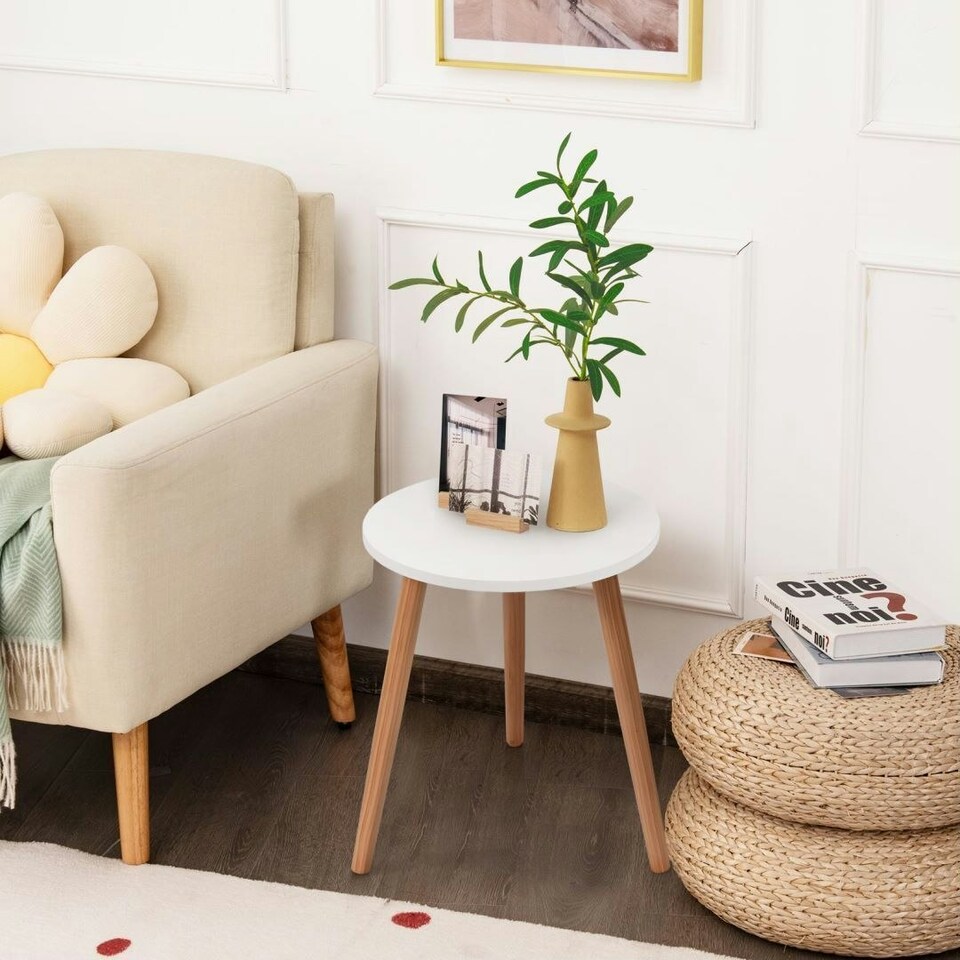 image 1 of COSTWAY Round Coffee End Table Sofa Side Table Furniture White