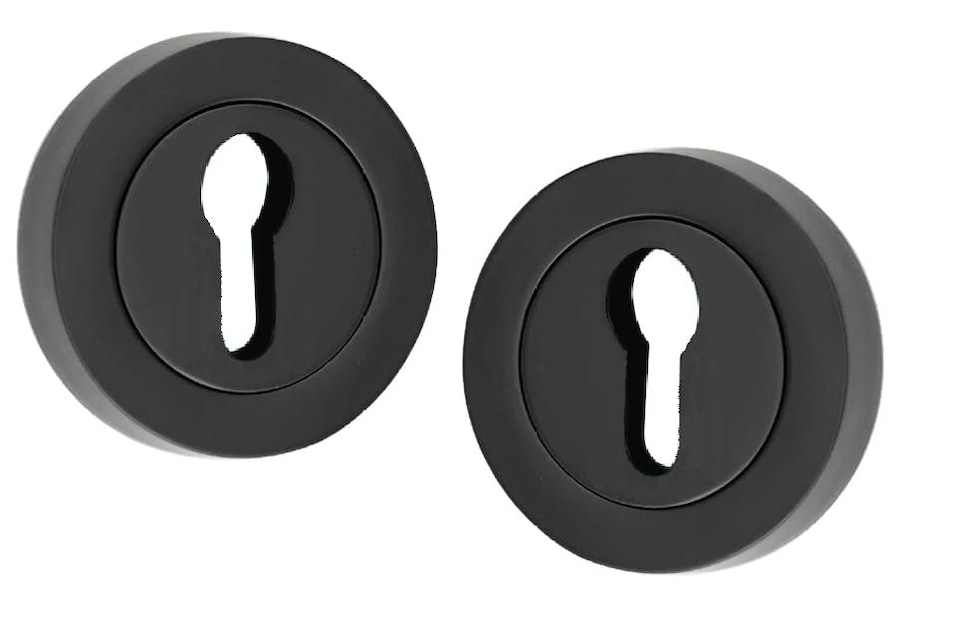 Golden Grace Door Key Hole on Round Rose in Matt Black Finish, Escutcheon with 3 Lever 5 Lever Lock Keys
