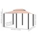 image 5 of Outsunny 4 x 3m Outdoor Gazebo Canopy Party Tent Garden Pavilion Patio Shelter wLED Solar Light, Double Tier Roof, Curtains, Steel Frame, Khaki