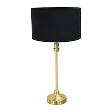 ValueLights Maggie Gold Candlestick Table Lamp Black Velvet Shade | Gold