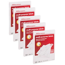 Office Depot A4 Multi-Purpose Sticky Sheets 16 Labels | White | 5