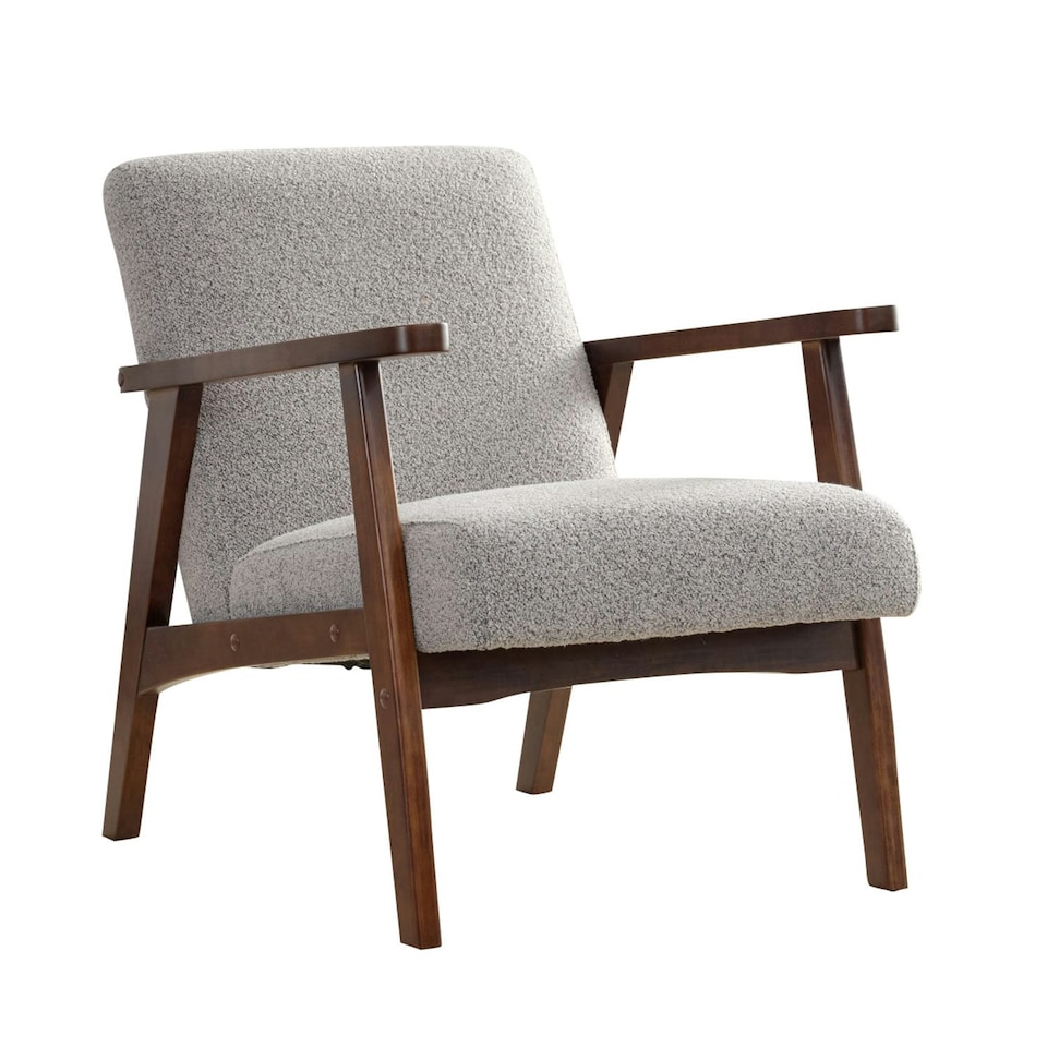 image 1 of Hadley Boucle Fabric Accent Chair - Light Grey