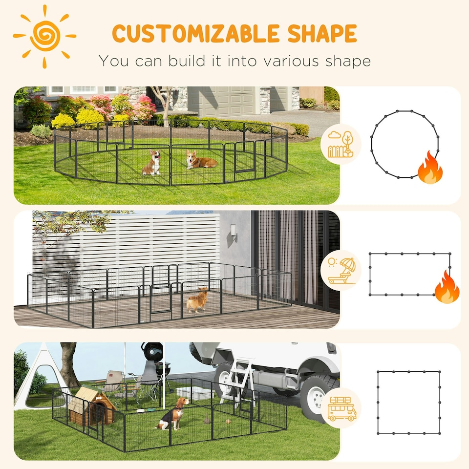 image 1 of PawHut 16 Panels Heavy Duty Puppy Play Pen for Small 60Hcm