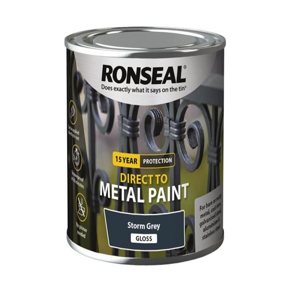 Ronseal - Direct to Metal Paint Storm Grey Gloss 250ml