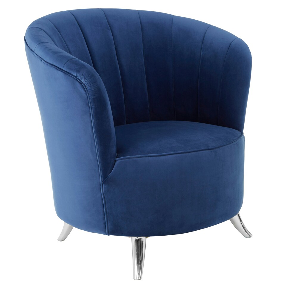 image 1 of Interiors by Premier Blue Tub Chair, Stylish Office Chair, Classy Velvet Chair, Round Velvet Upholstery Chair for Lounge