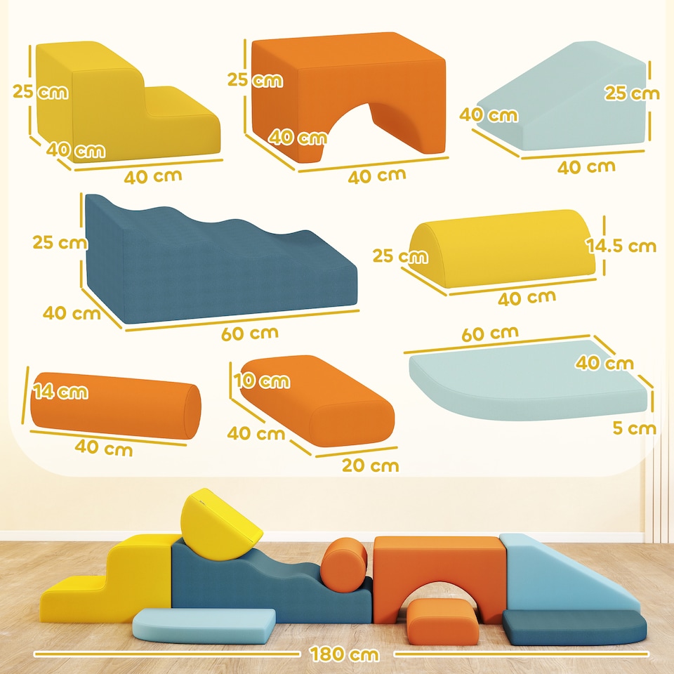 image 1 of AIYAPLAY 9-Piece Soft Play Set with Detachable Cover for Kids Motor Skills