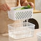 image 4 of Living and Home 3pcs Fridge Storage Containers Box with Removable Drain Baskets | Grey