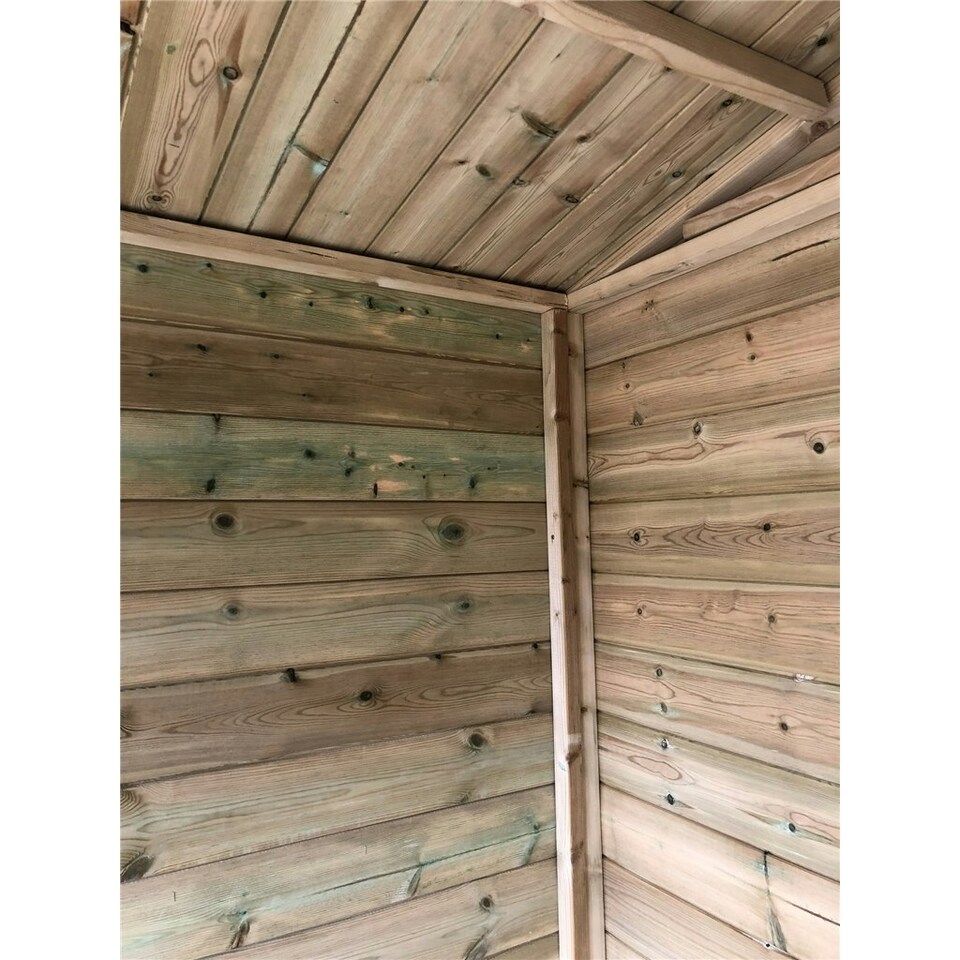 image 1 of 9 x 9 Pressure Treated T&G Apex Summerhouse + LONG WINDOWS + Overhang + Safety Toughened Glass + Euro Lock with Key (9' x 9' / 9ft x 9ft) (9x9)
