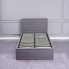 Ottoman Storage Bed grey double 4ft 6 fabric and 1 Mattress wooden bedroom furniture
