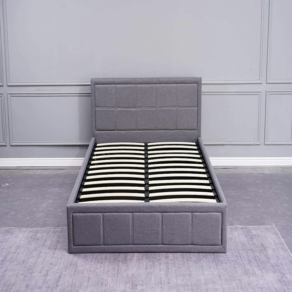 image 1 of Ottoman Storage Bed grey double 4ft 6 fabric and 1 Mattress wooden bedroom furniture