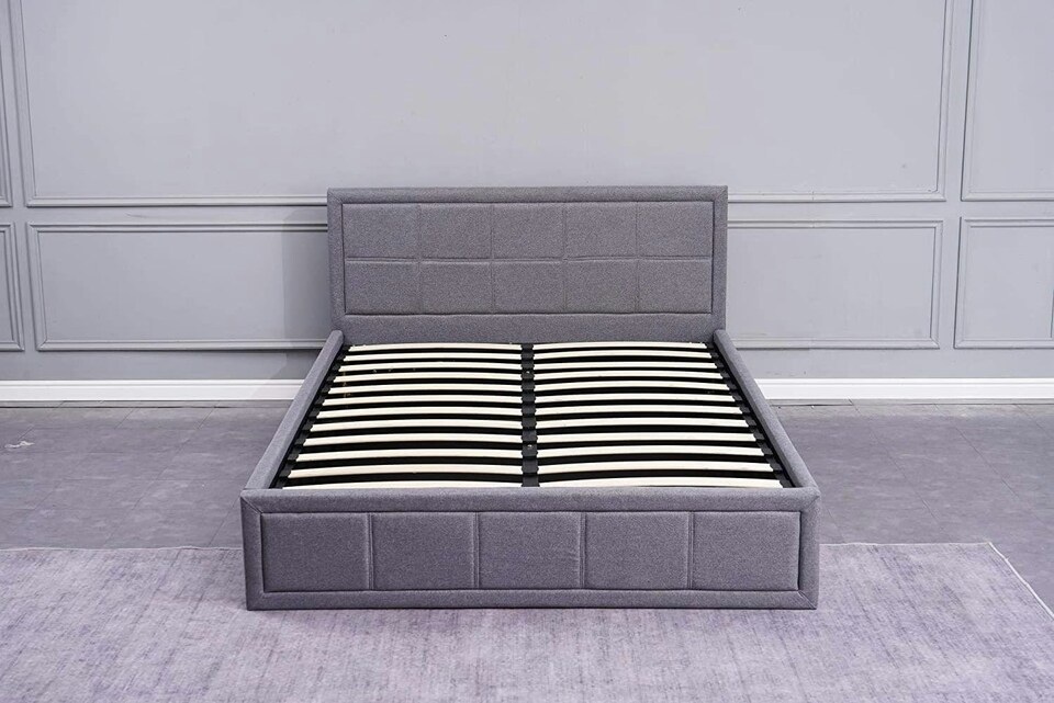 image 1 of Ottoman Storage Bed grey double 4ft 6 fabric and 1 Mattress wooden bedroom furniture