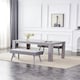 image 3 of Grey Velvet Padded Dining Bench with Metal Legs 90 cm Length, Dining Room Furniture Grey