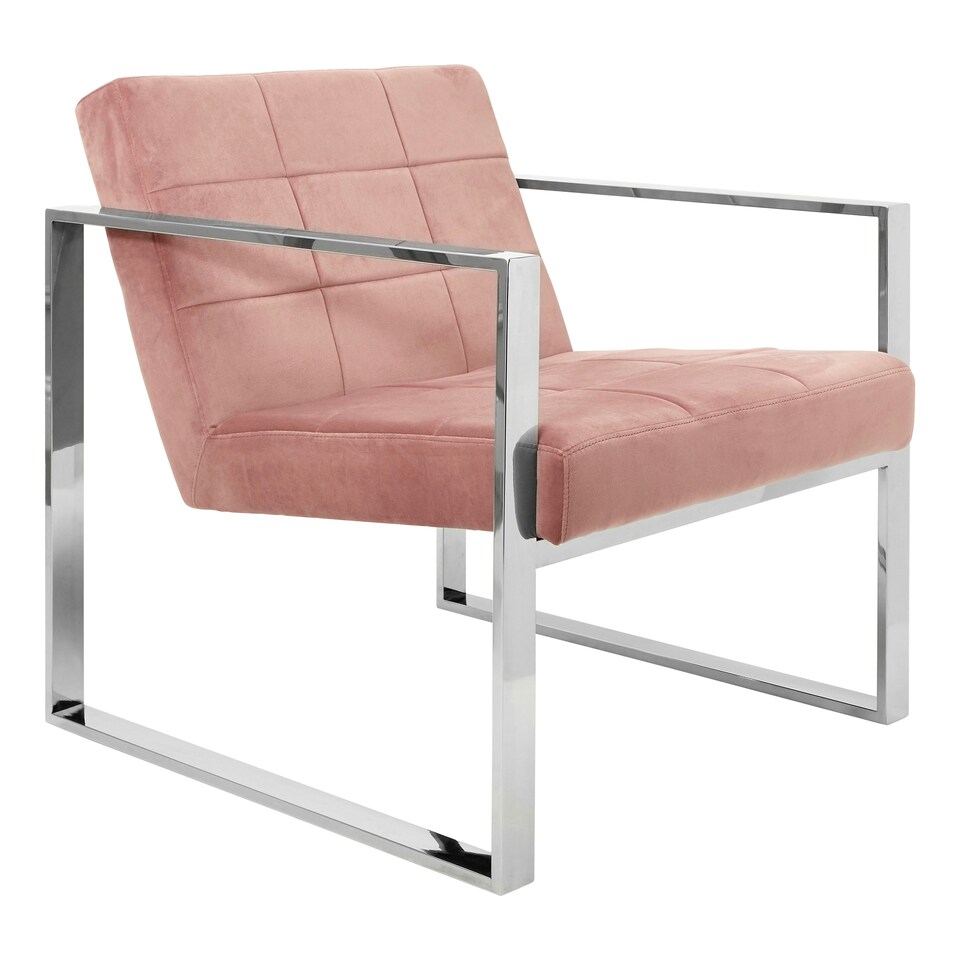 image 1 of Interiors by Premier Pink Velvet Cocktail Chair, Easy to Adjust Comfy Chair, Effortless Cleaning Small Chair