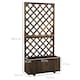 image 5 of Outsunny Flower Stand Plant Shelf Outdoor Pine with Trough Planter