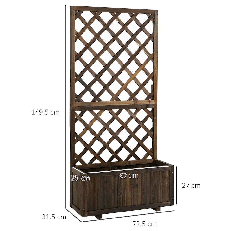 image 1 of Outsunny Flower Stand Plant Shelf Outdoor Pine with Trough Planter