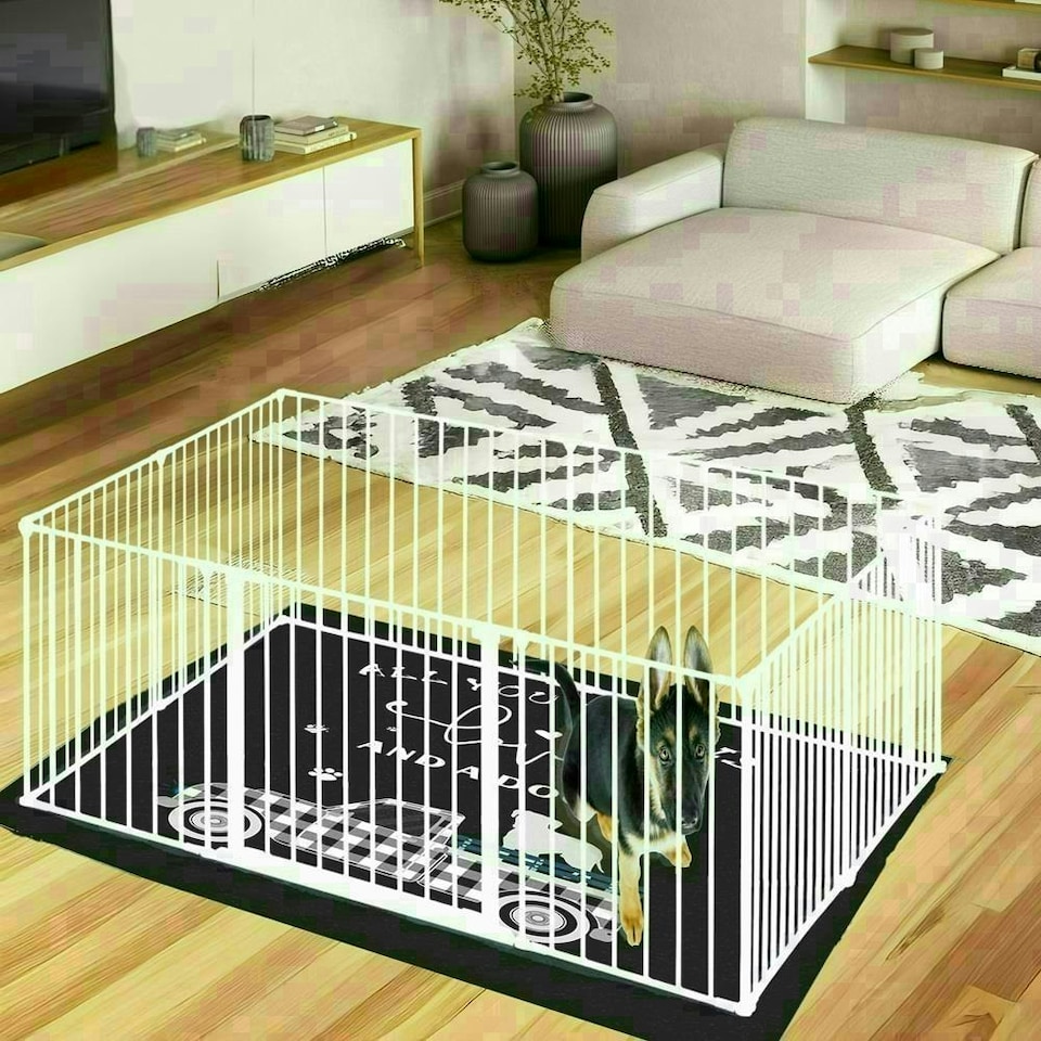 image 1 of Bettacare Extra Tall Pet Pen, 118cm x 118cm, White, 105cm High, Dog Pen for Pets, Dogs and Puppies, Easy Installation White