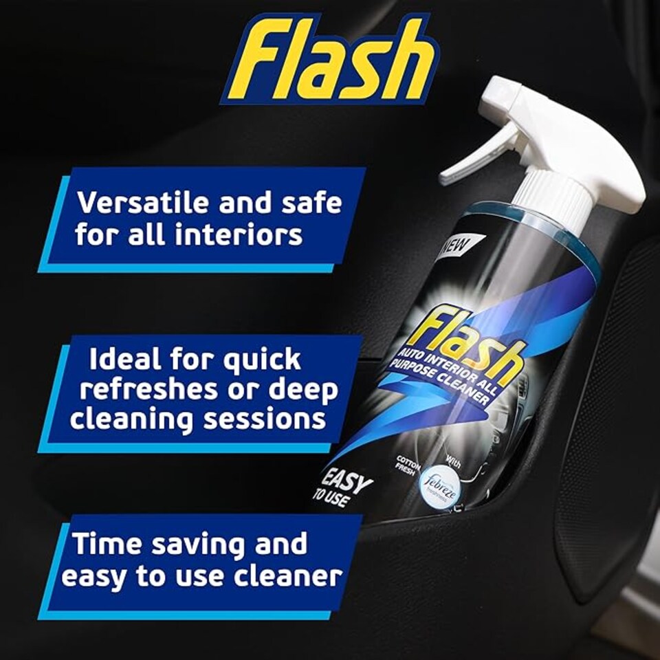 image 1 of Flash Car Care All-Purpose Interior Cleaner - Febreze Cotton Fresh Scent 2 x 500ml
