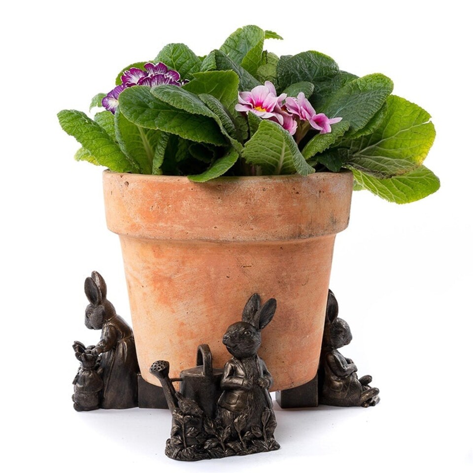 image 1 of Beatrix Potter Plant Pot Feet Antique Bronze Set 5 | Brown